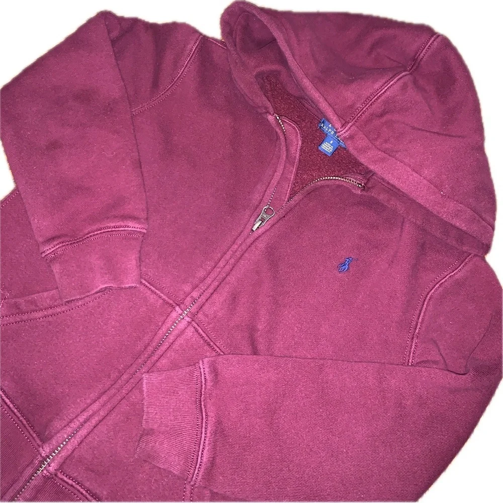Polo by Ralph Lauren Kids Hoodie Jacket Sweater Burgundy Red Pony Logo Youth 6